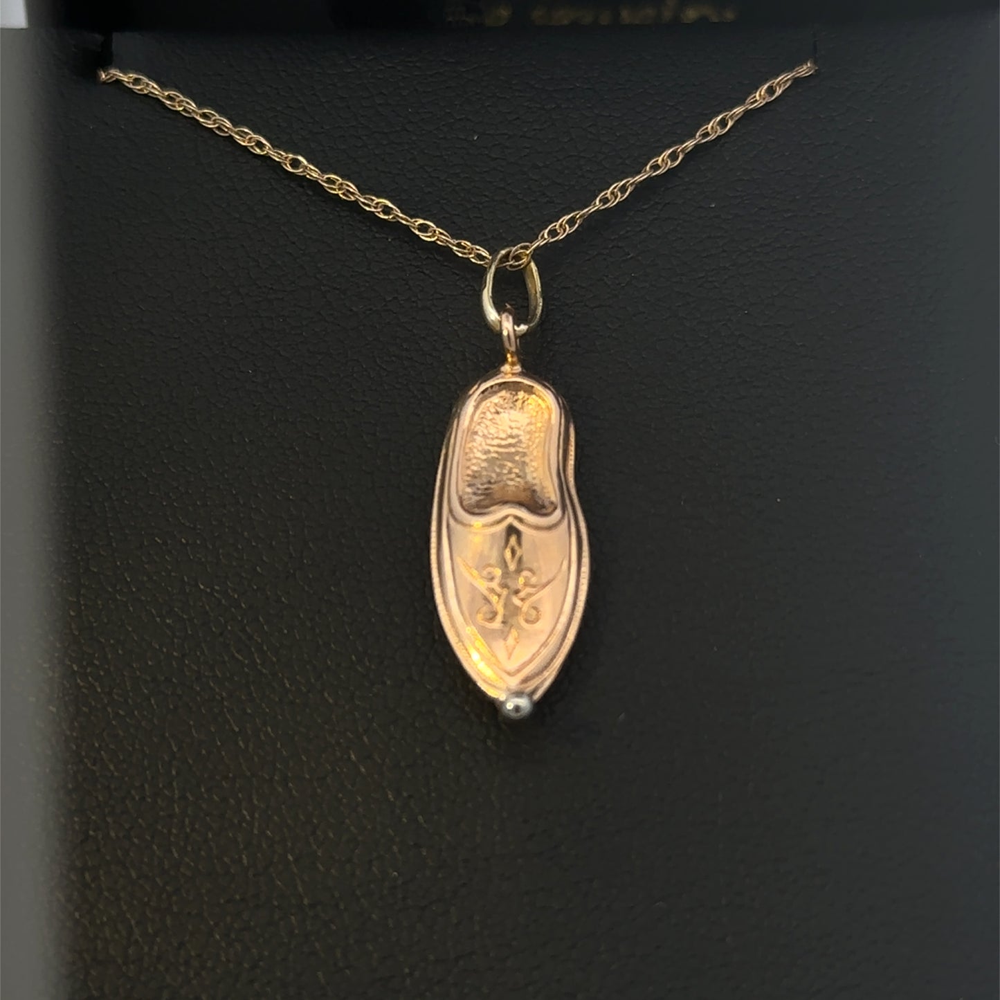 14kt yellow solid gold vintage slipper shoe charm