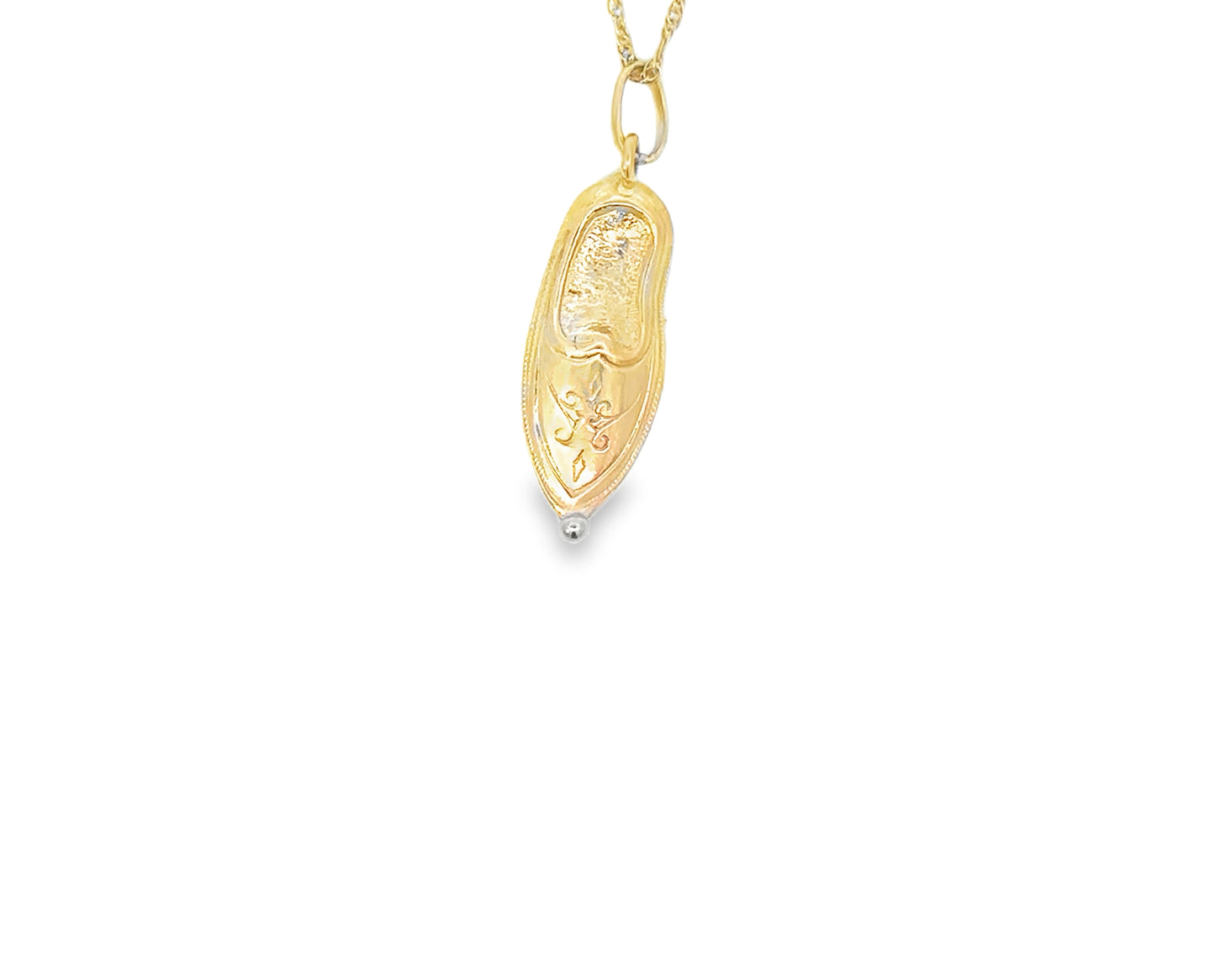 14kt yellow solid gold vintage slipper shoe charm