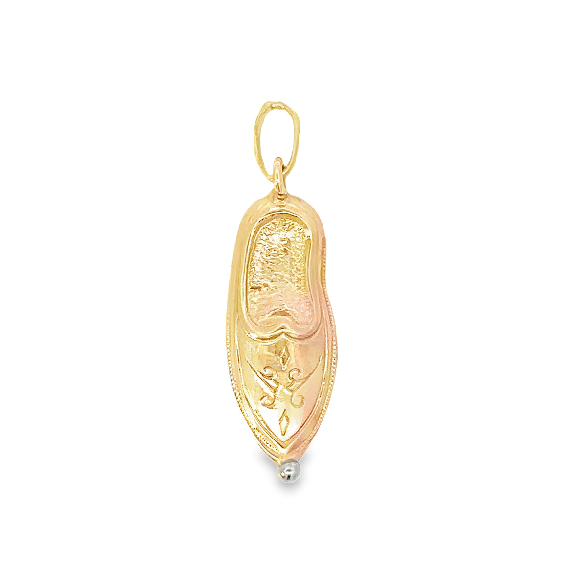 14kt yellow solid gold vintage slipper shoe charm