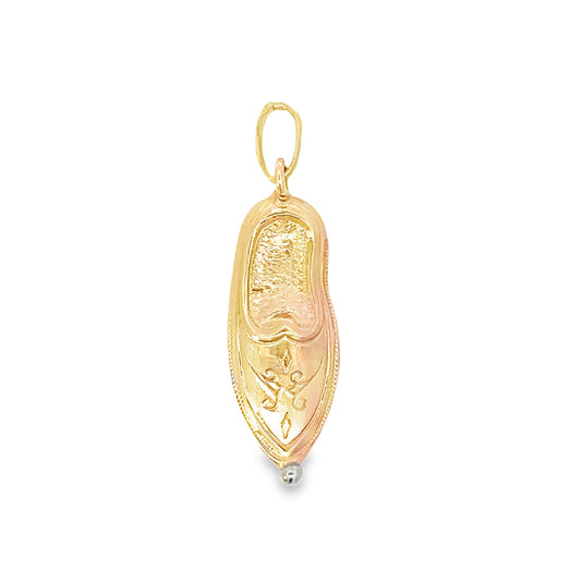 14kt yellow solid gold vintage slipper shoe charm