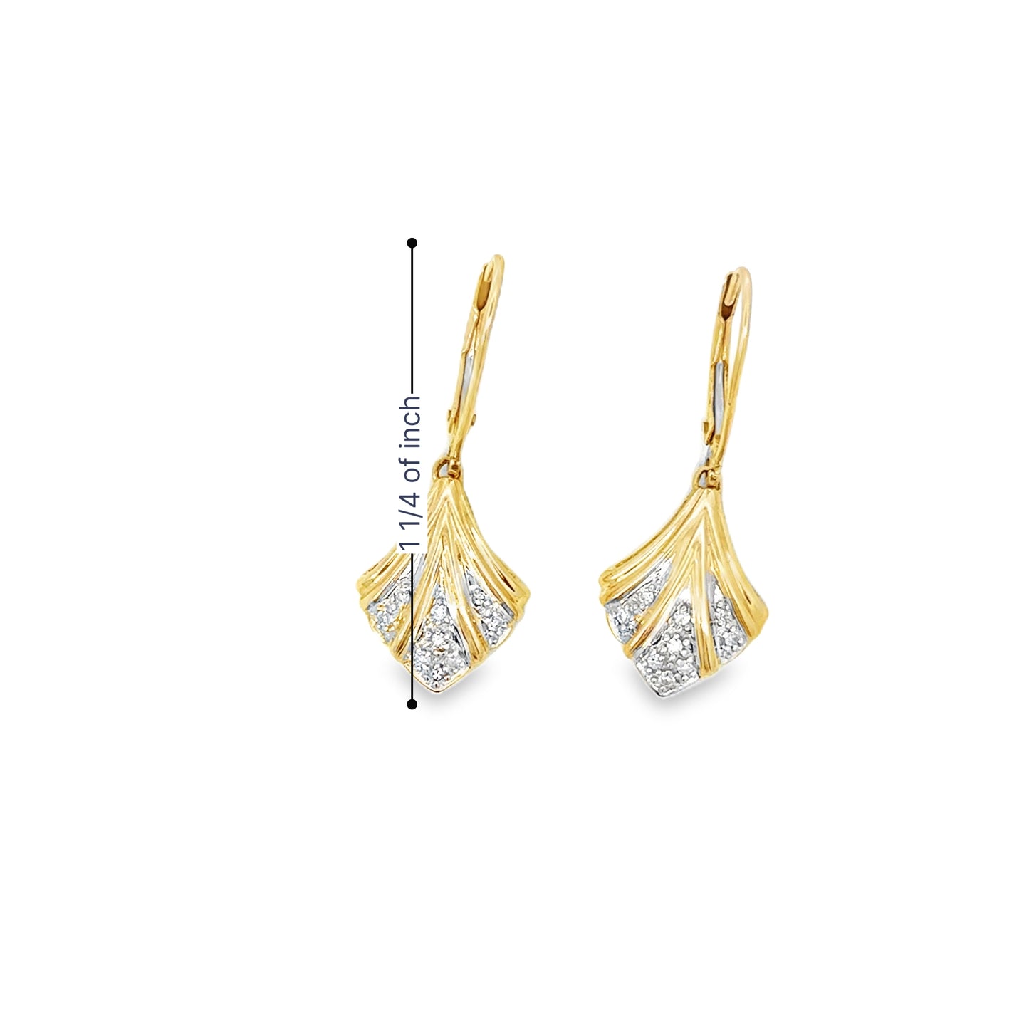 14kt yellow solid gold dangle earrings with diamonds pre-owned