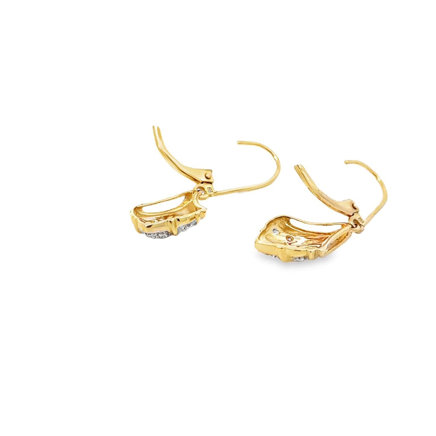 14kt yellow solid gold dangle earrings with diamonds pre-owned