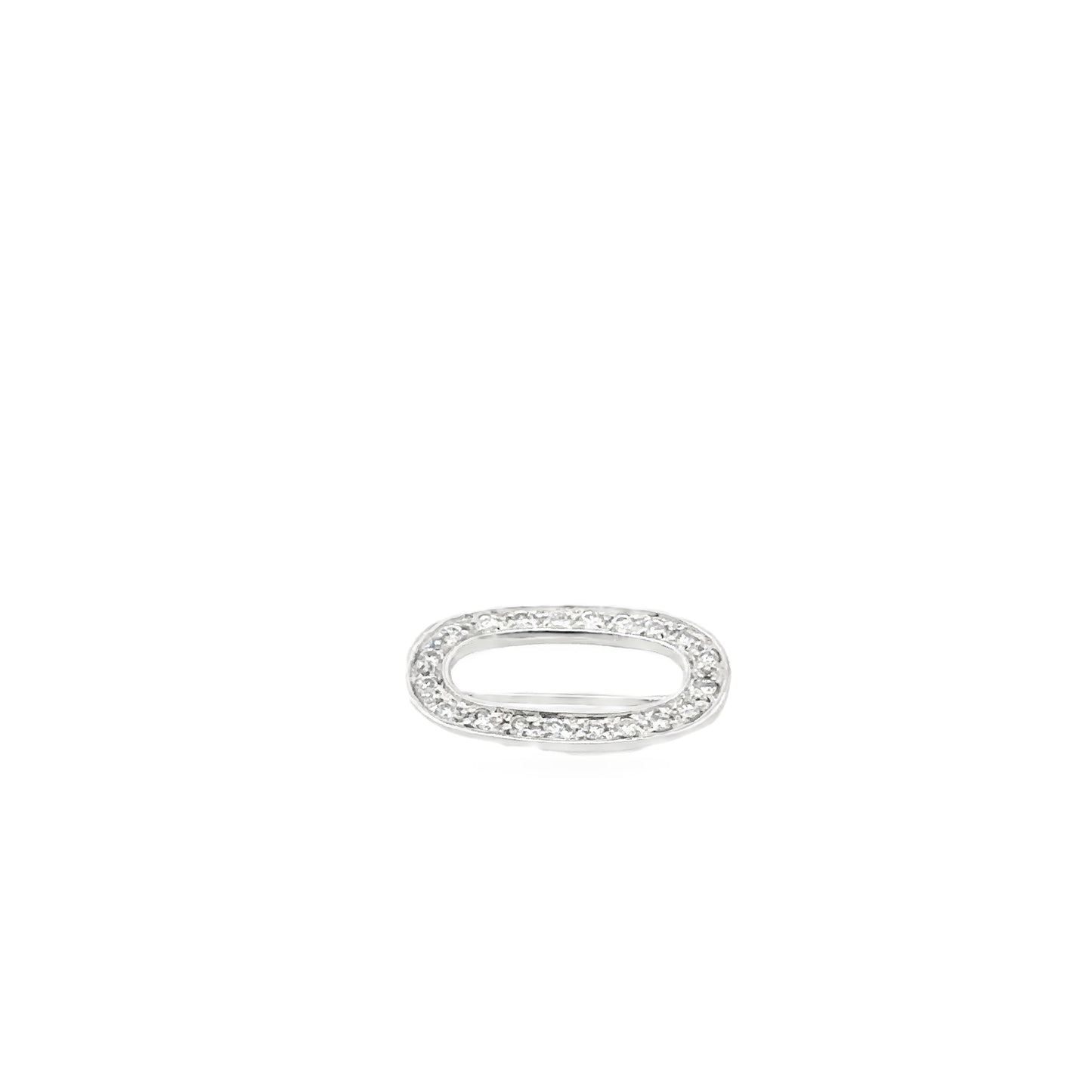 14kt white solid gold oval diamond pin  vintage