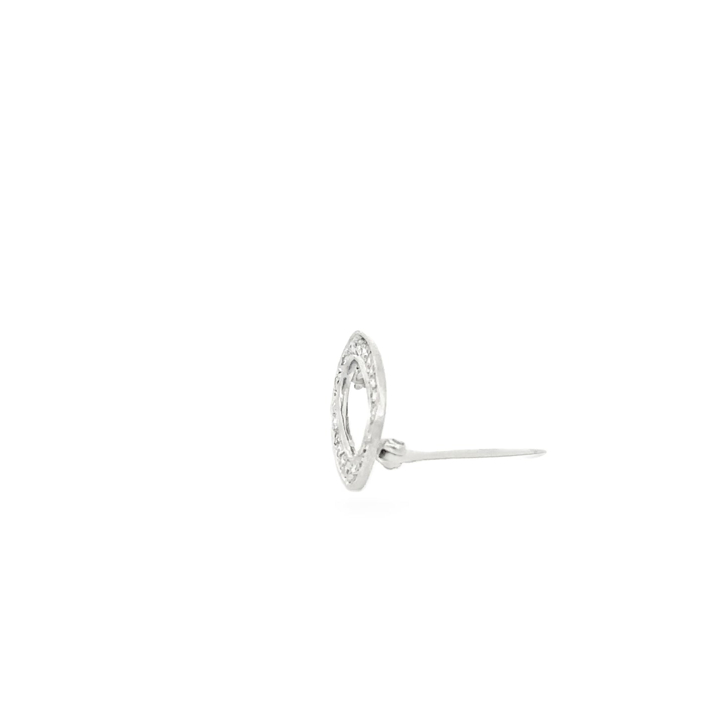 14kt white solid gold oval diamond pin  vintage