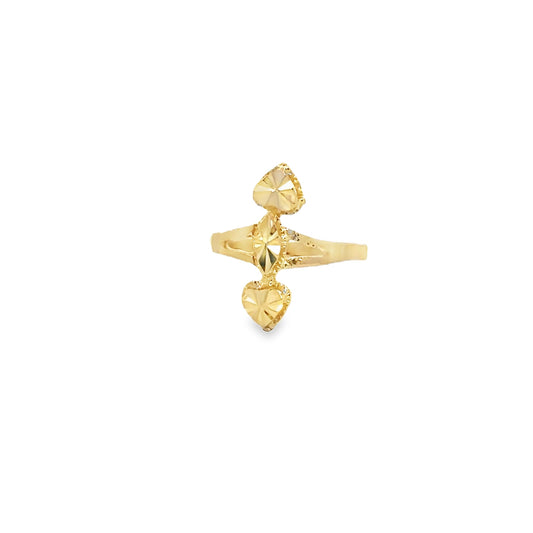 14kt solid gold double heart ring