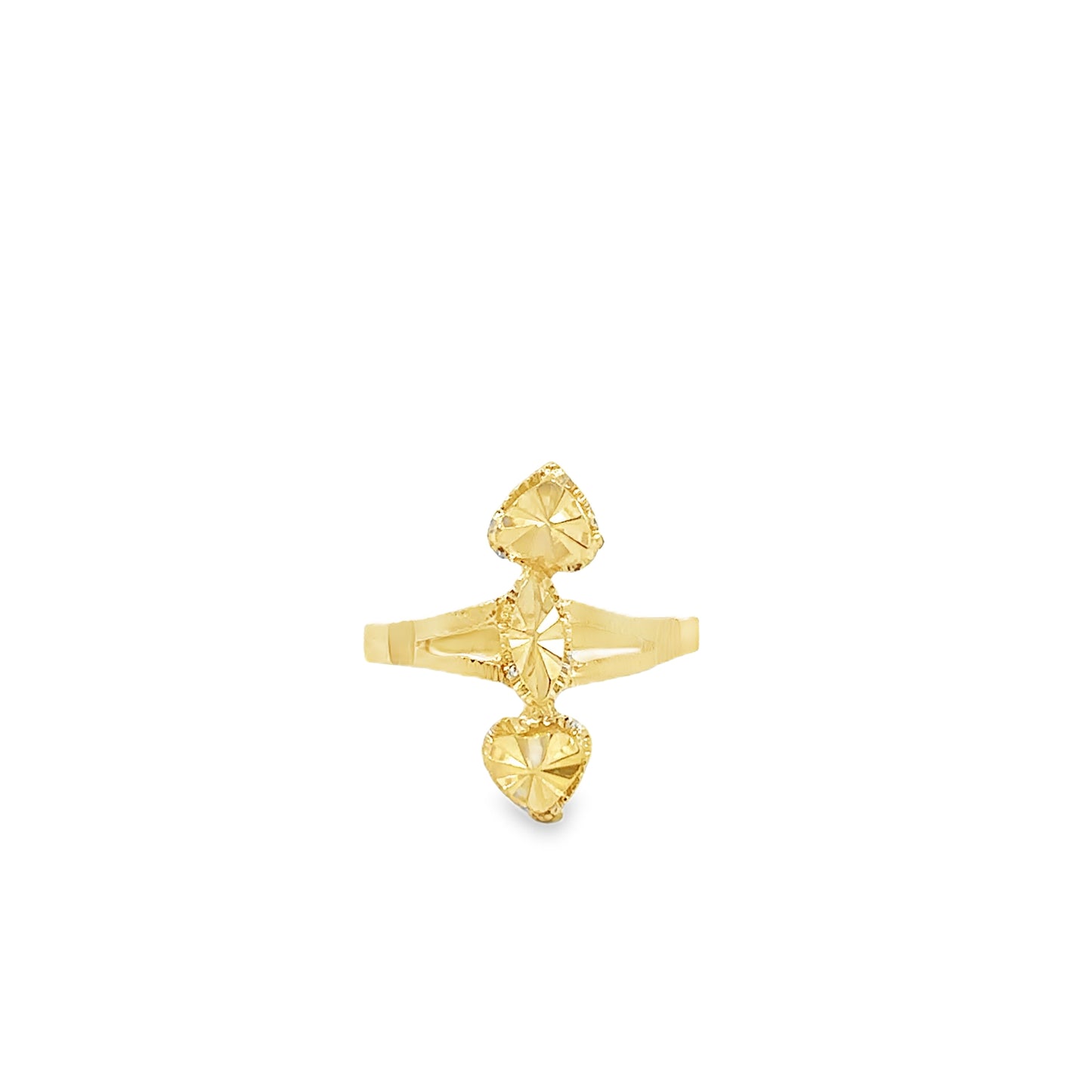 14kt solid gold double heart ring