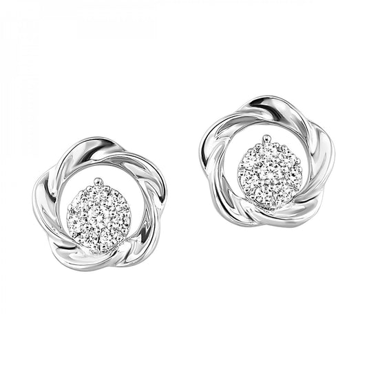 Silver Diamond Circle Earrings