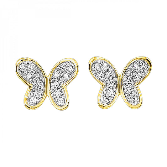 Gold Diamond Butterfly Stud Earrings