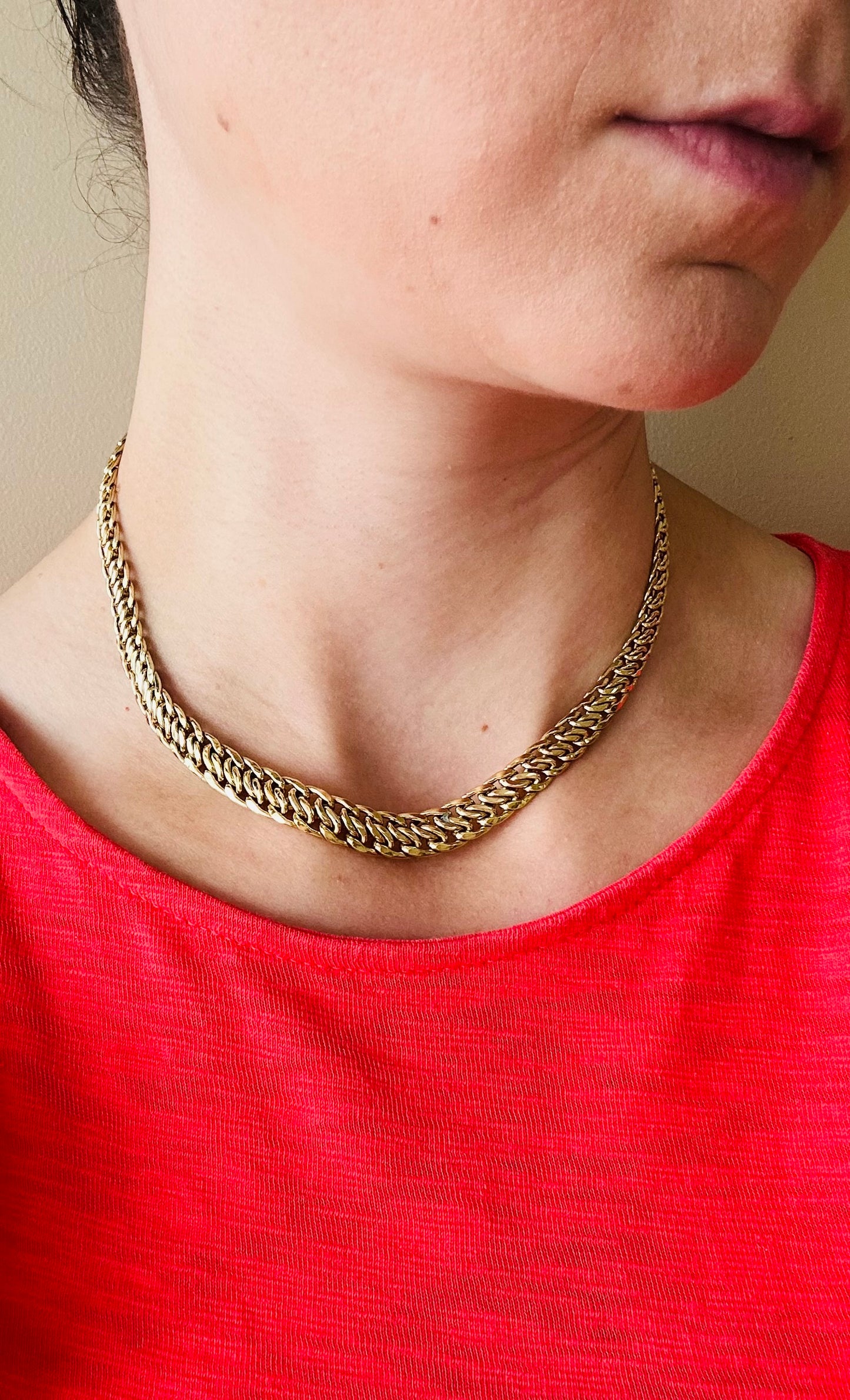 18kt solid yellow gold link chain vintage