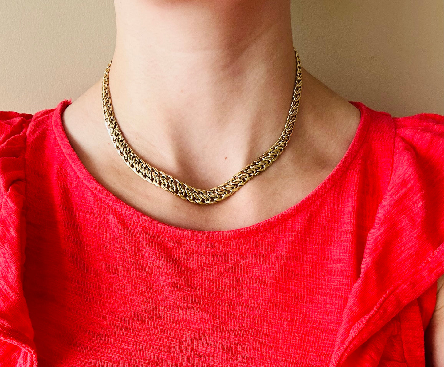 18kt solid yellow gold link chain vintage