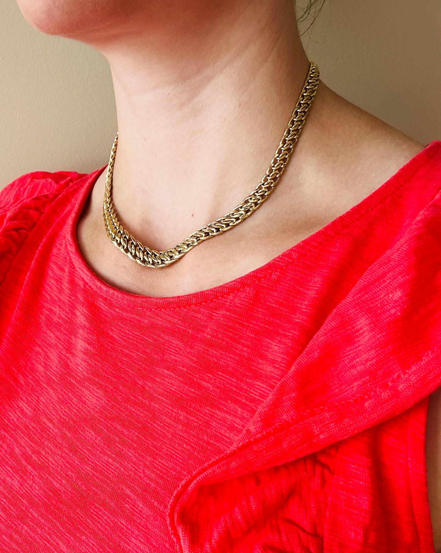 18kt solid yellow gold link chain vintage