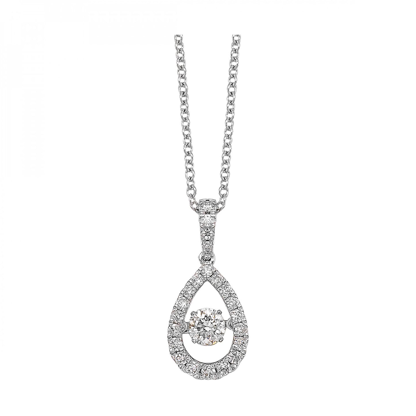 White Gold Pear Shape Diamond Pendant