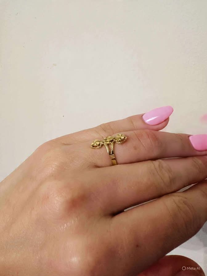 14kt solid gold double heart ring