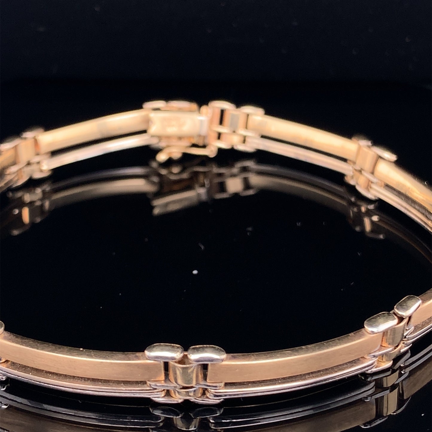 14KT Two Tone Bracelet 8" Straight Bars