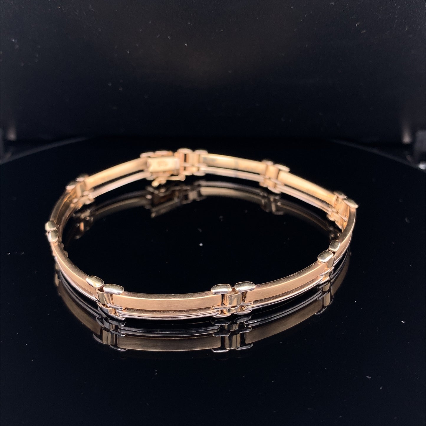 14KT Two Tone Bracelet 8" Straight Bars