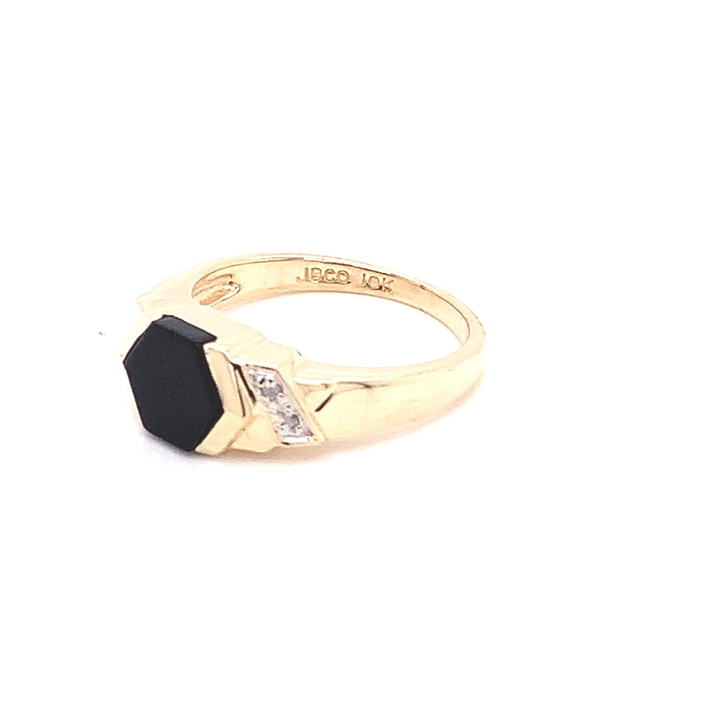 10KT Yellow Gold Ring Onyx/Diamond