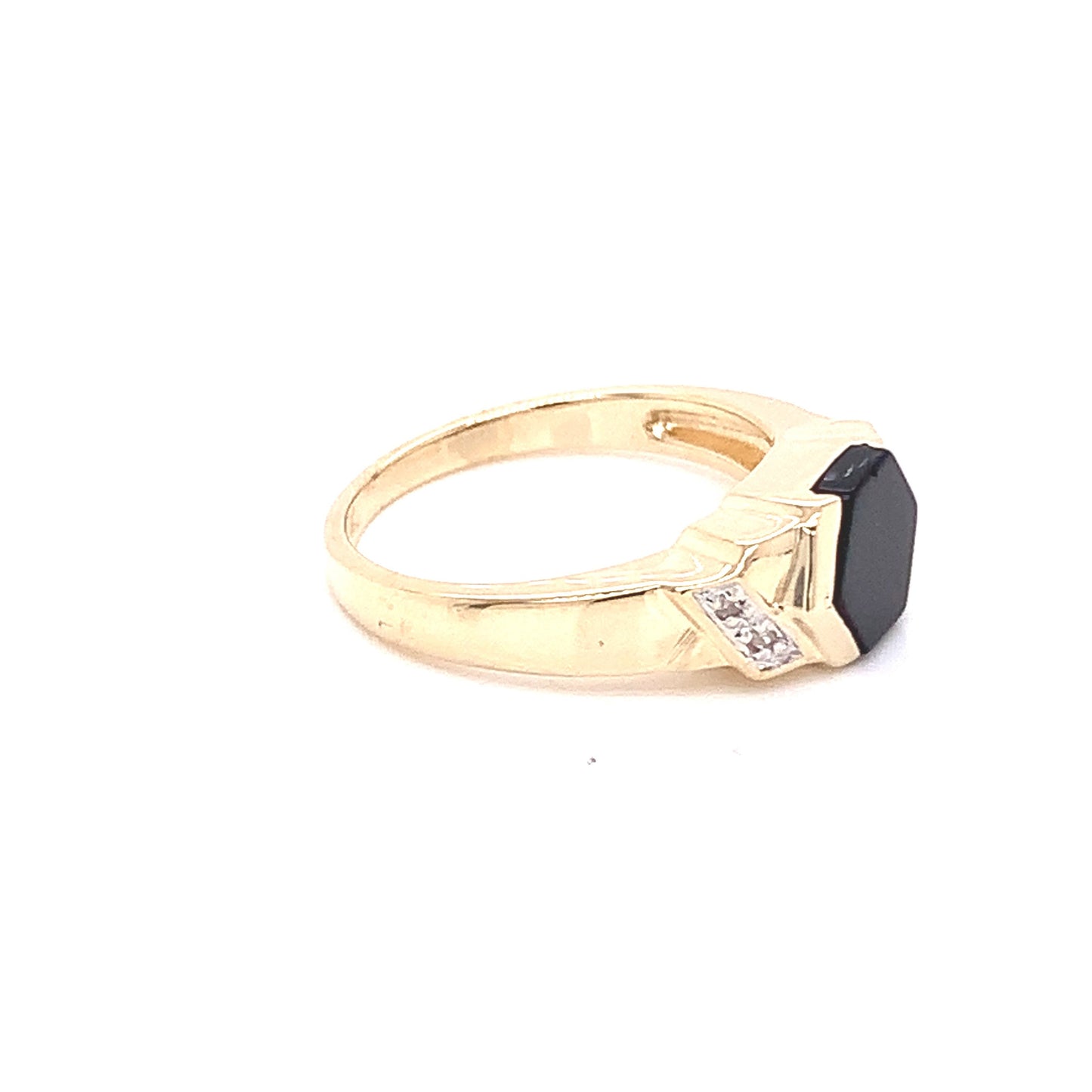 10KT Yellow Gold Ring Onyx/Diamond