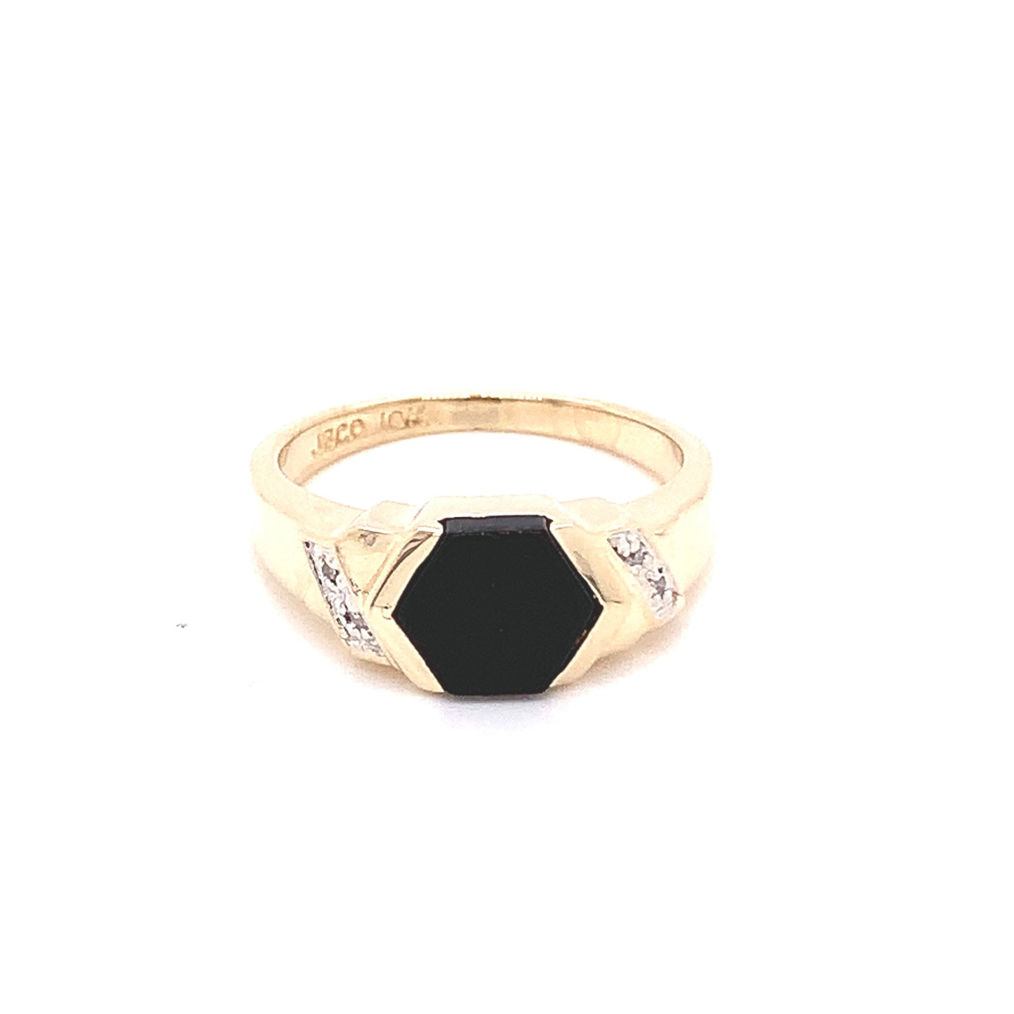 10KT Yellow Gold Ring Onyx/Diamond