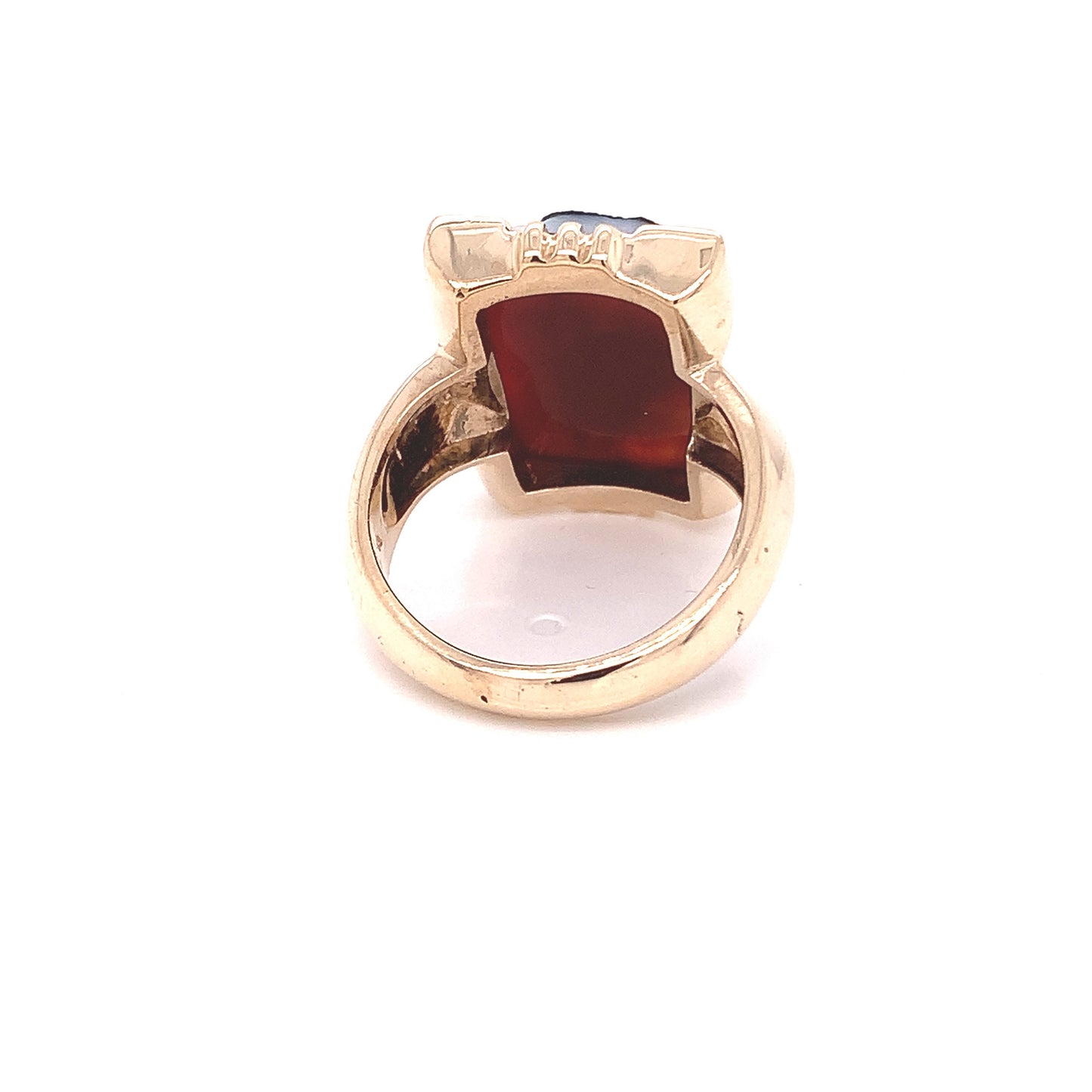 14KT Yellow Gold Intaglio Black and White Onyx Ring