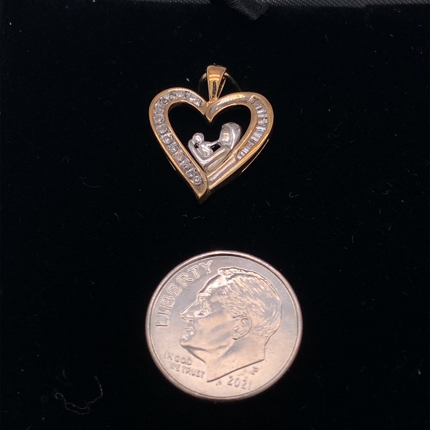 10kt Two Tone Mother and Child Charm with Diamonds