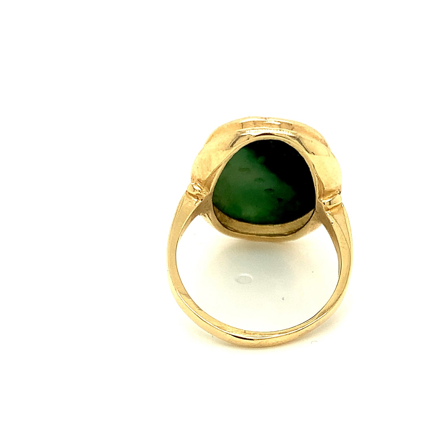 14KT Yellow Gold Ring with Hand Carved Multi-Colored Jade