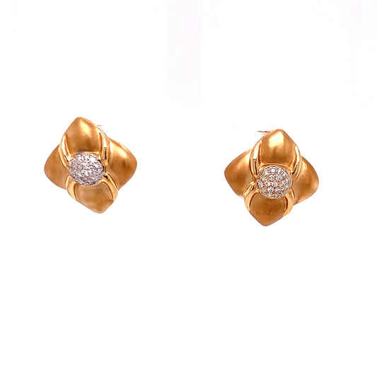 14KT Solid Gold Earrings with Pave Diamonds