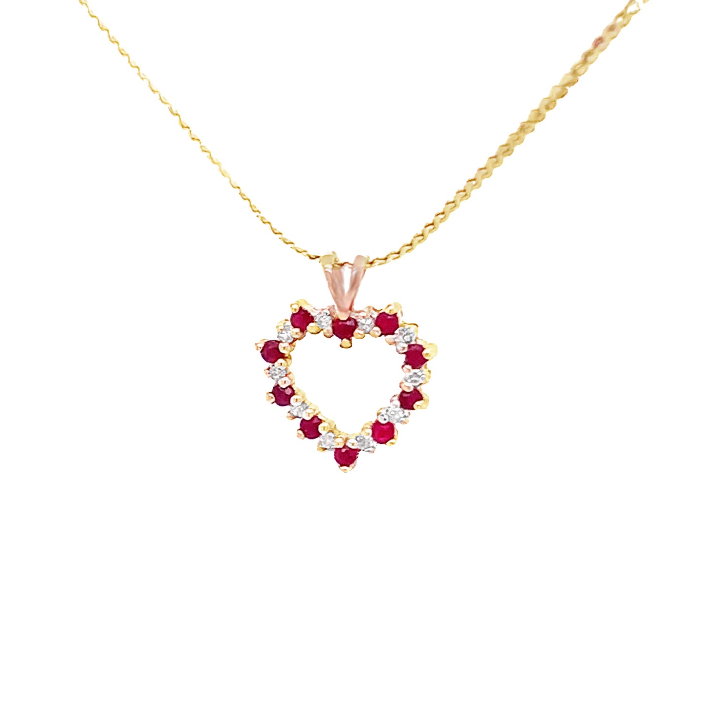 10KT Yellow Gold Heart with Rubies and Diamonds