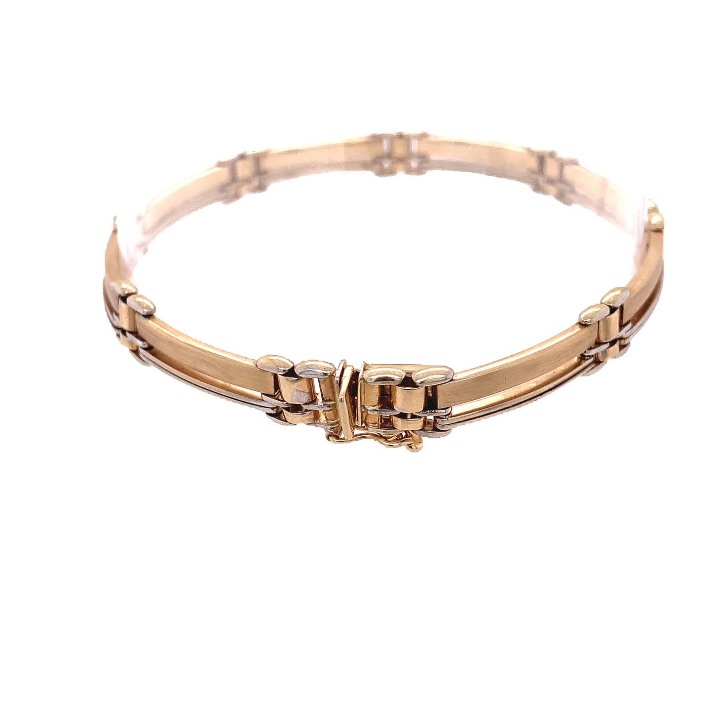 14KT Two Tone Bracelet 8" Straight Bars