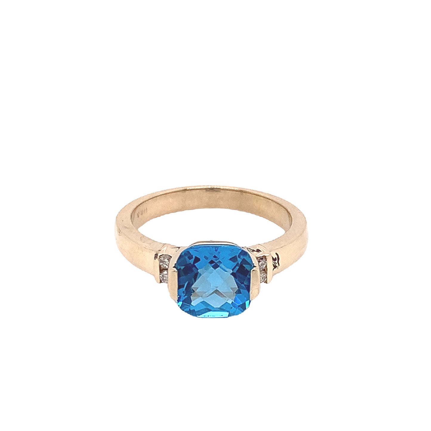 14KT Blue Topaz Ring with diamonds