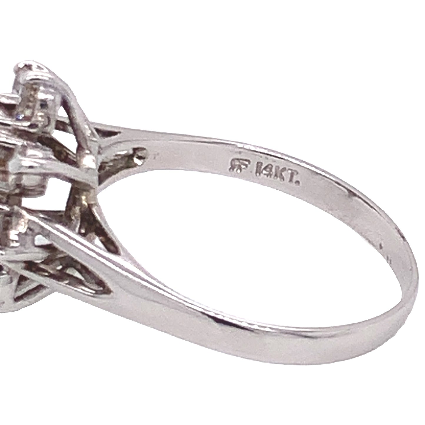 14KT White Gold Cluster Diamond Ring