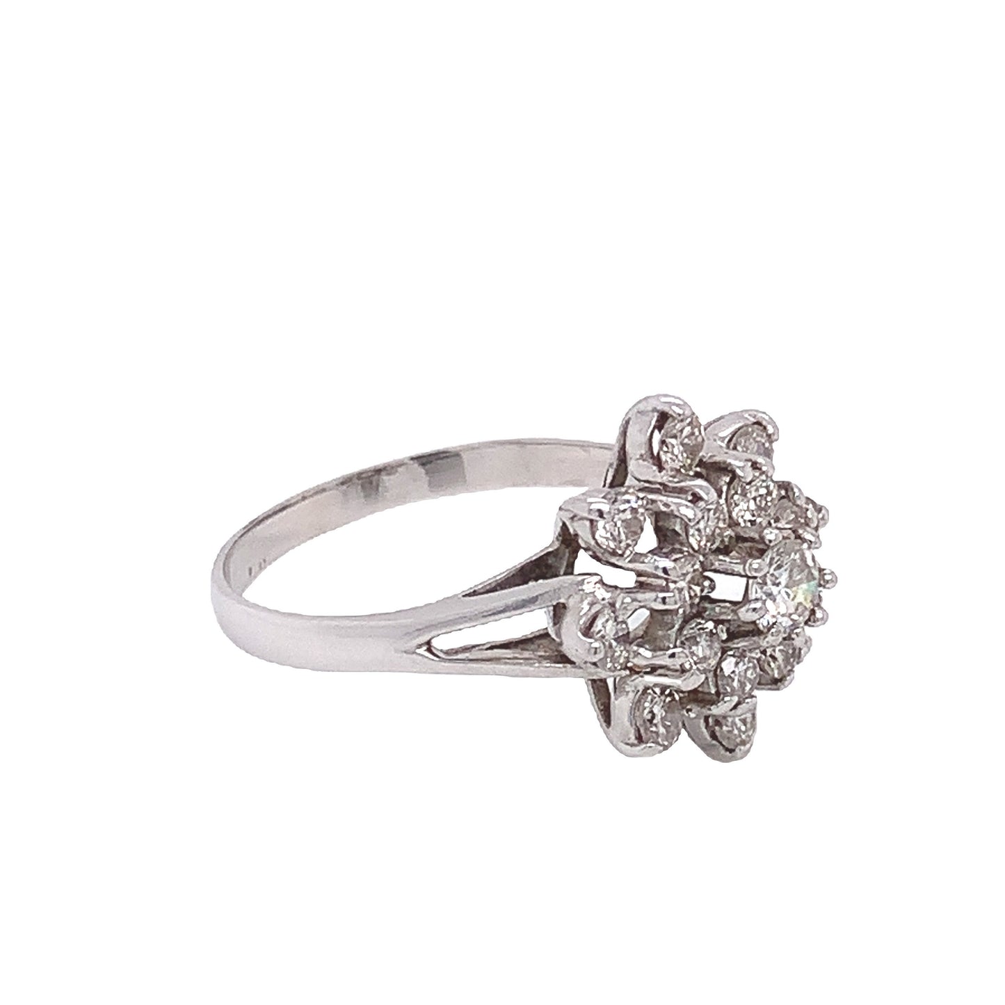 14KT White Gold Cluster Diamond Ring