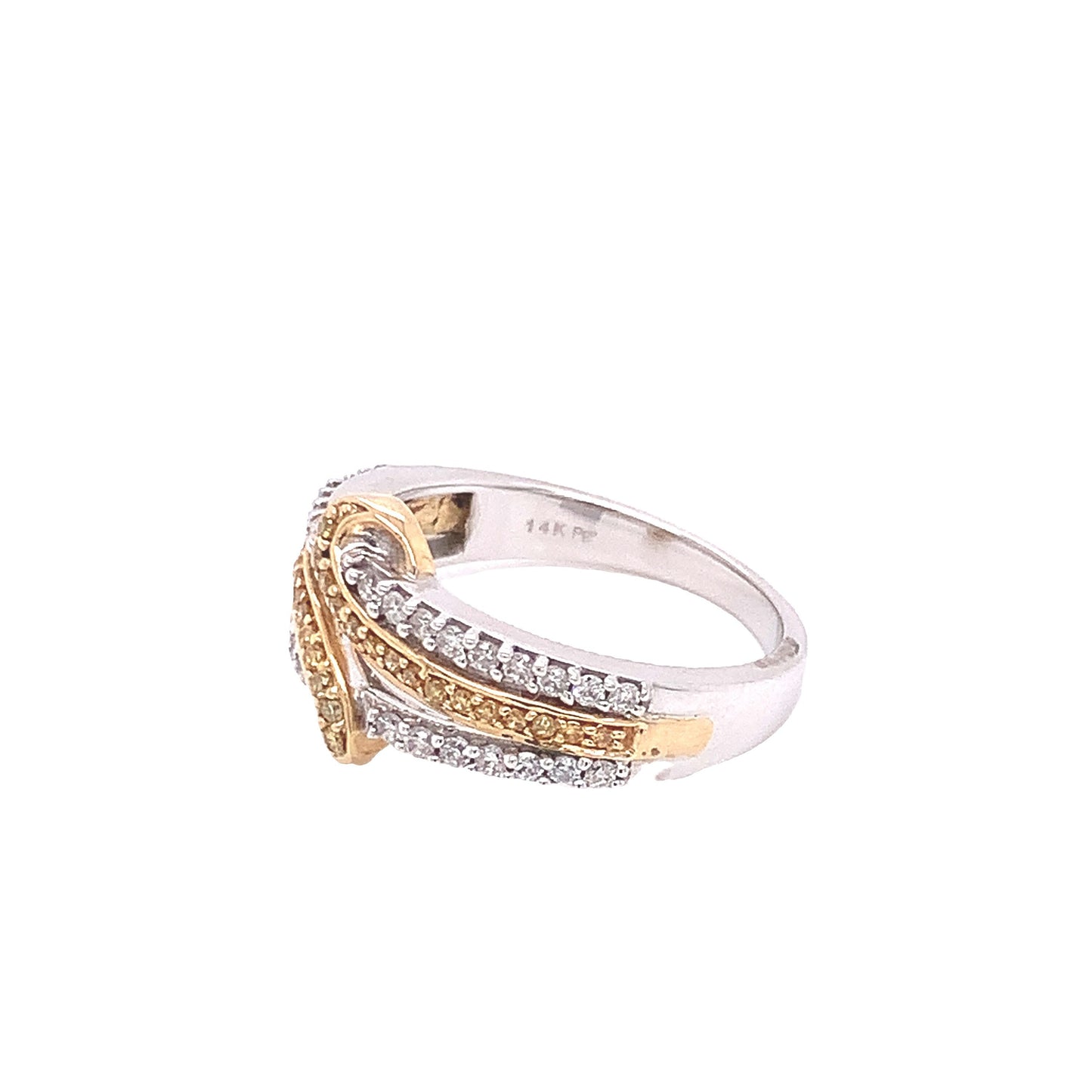 14KT Solid Gold Two Tone Ring with Diamonds