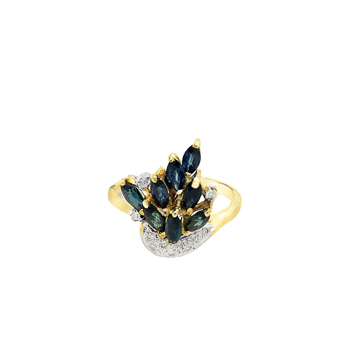 14kt yellow gold Sapphire &  diamond vintage ring