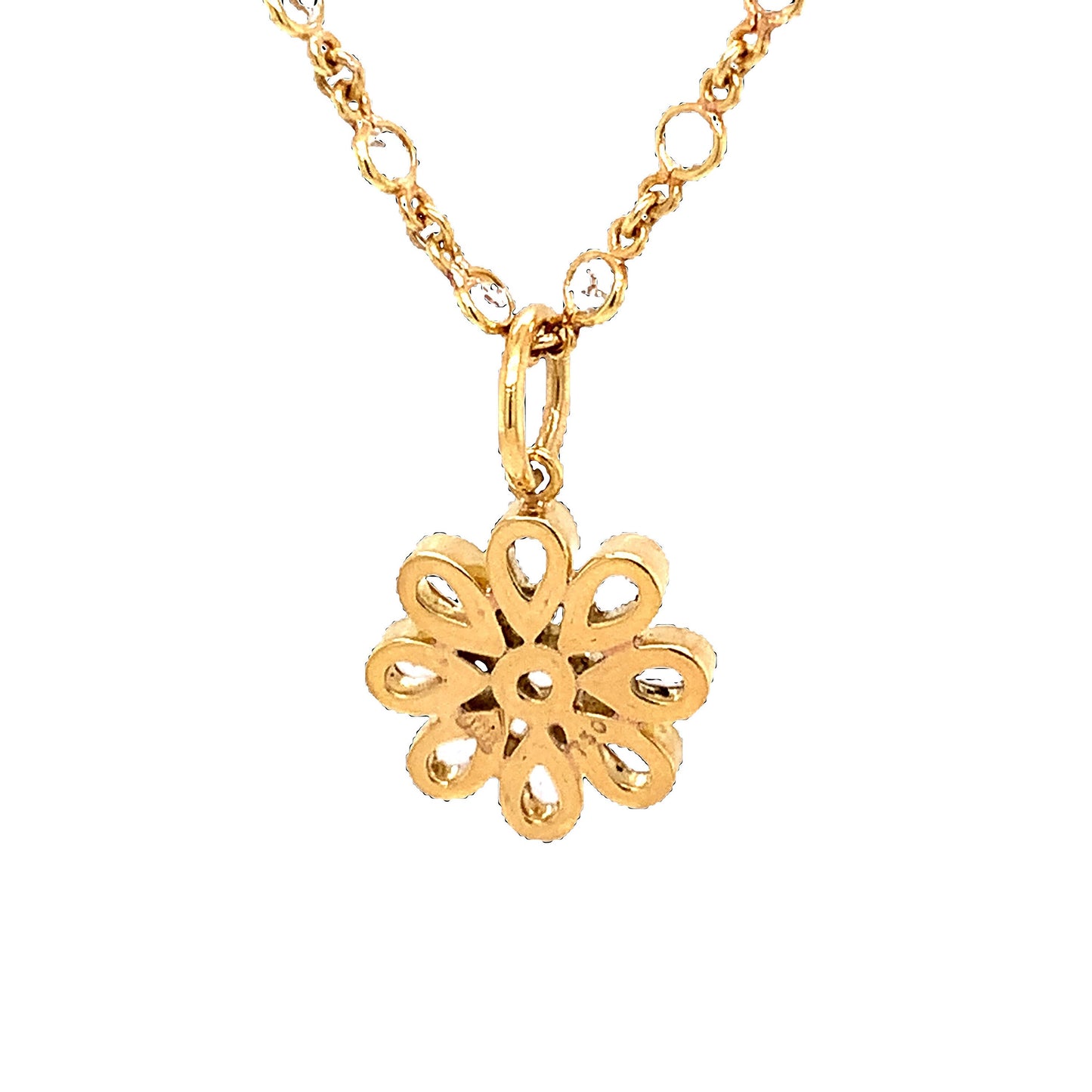 18kt  Yellow Gold Flower Pendant with Cubic Zirconias