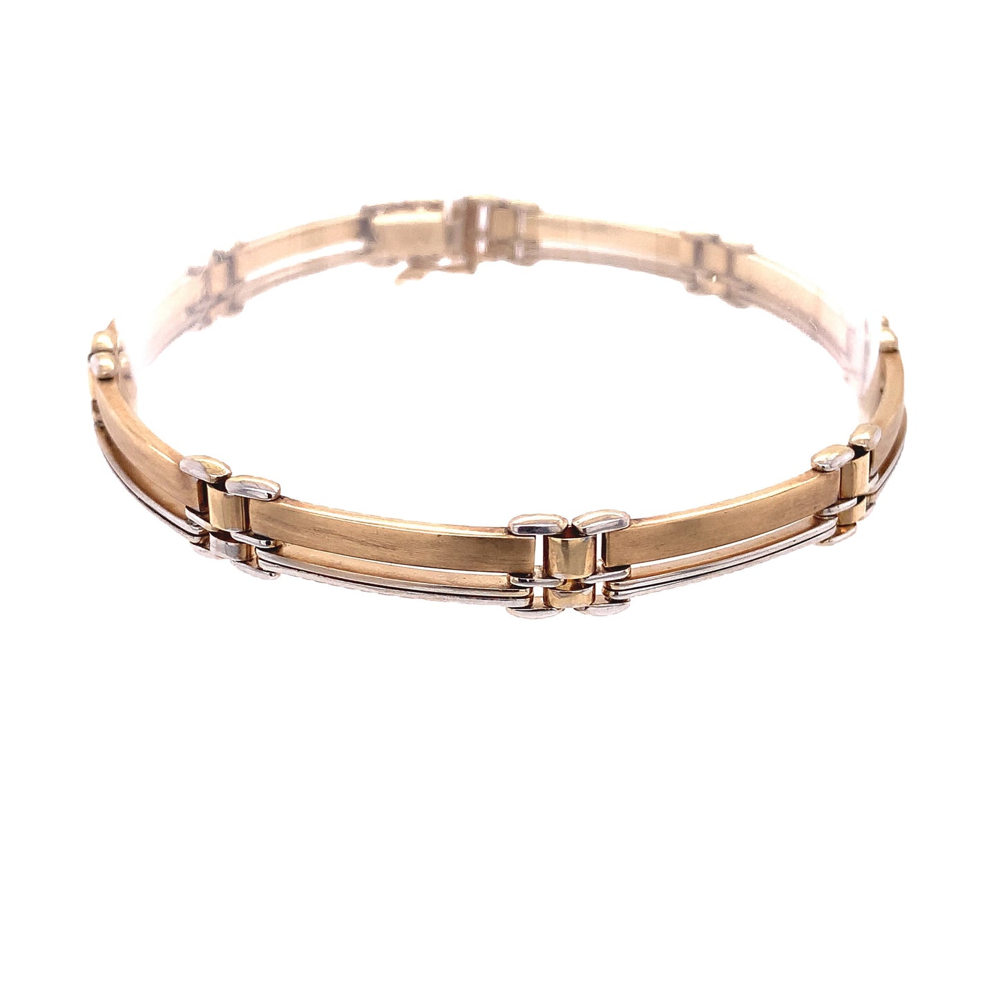 14KT Two Tone Bracelet 8" Straight Bars