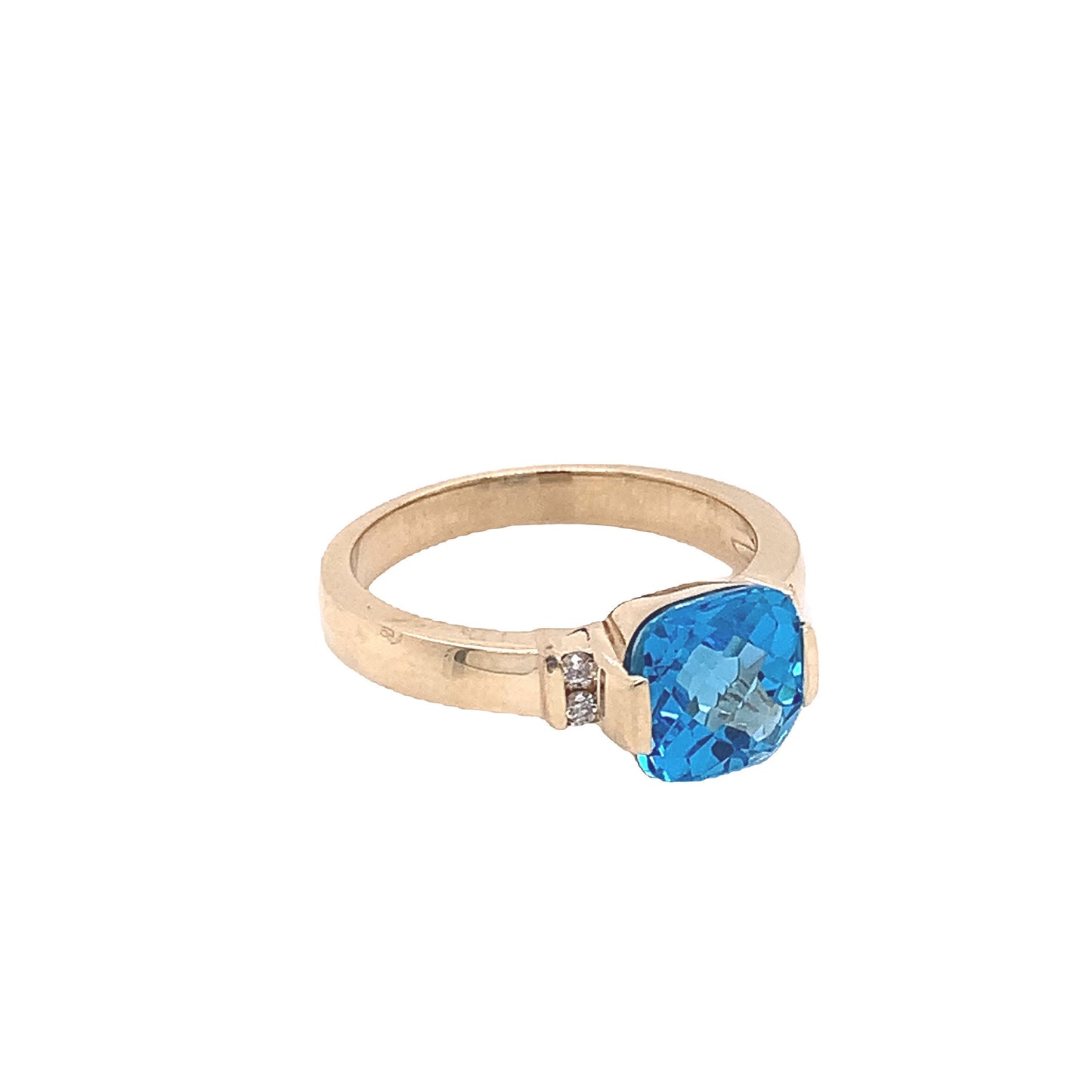 14KT Blue Topaz Ring with diamonds