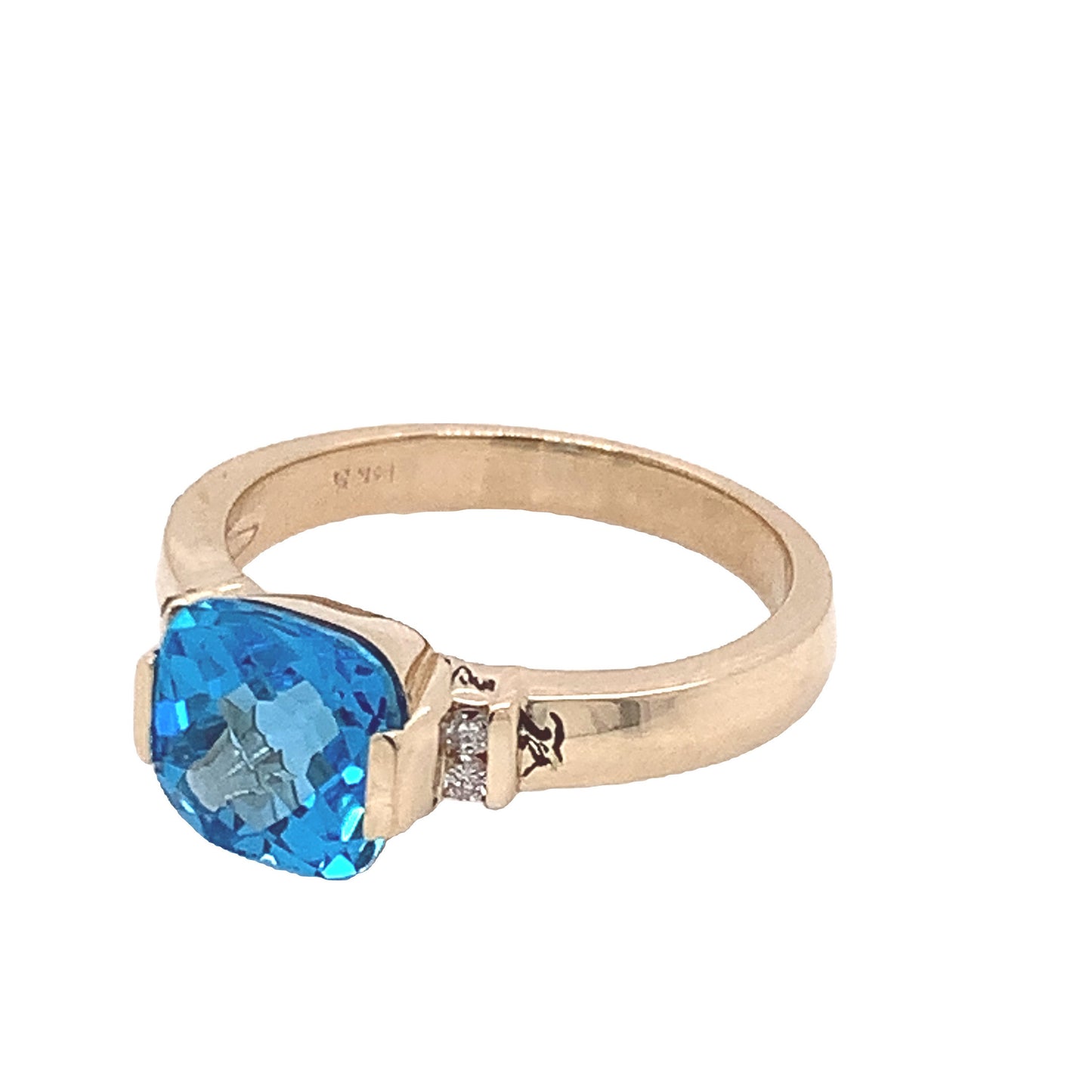 14KT Blue Topaz Ring with diamonds