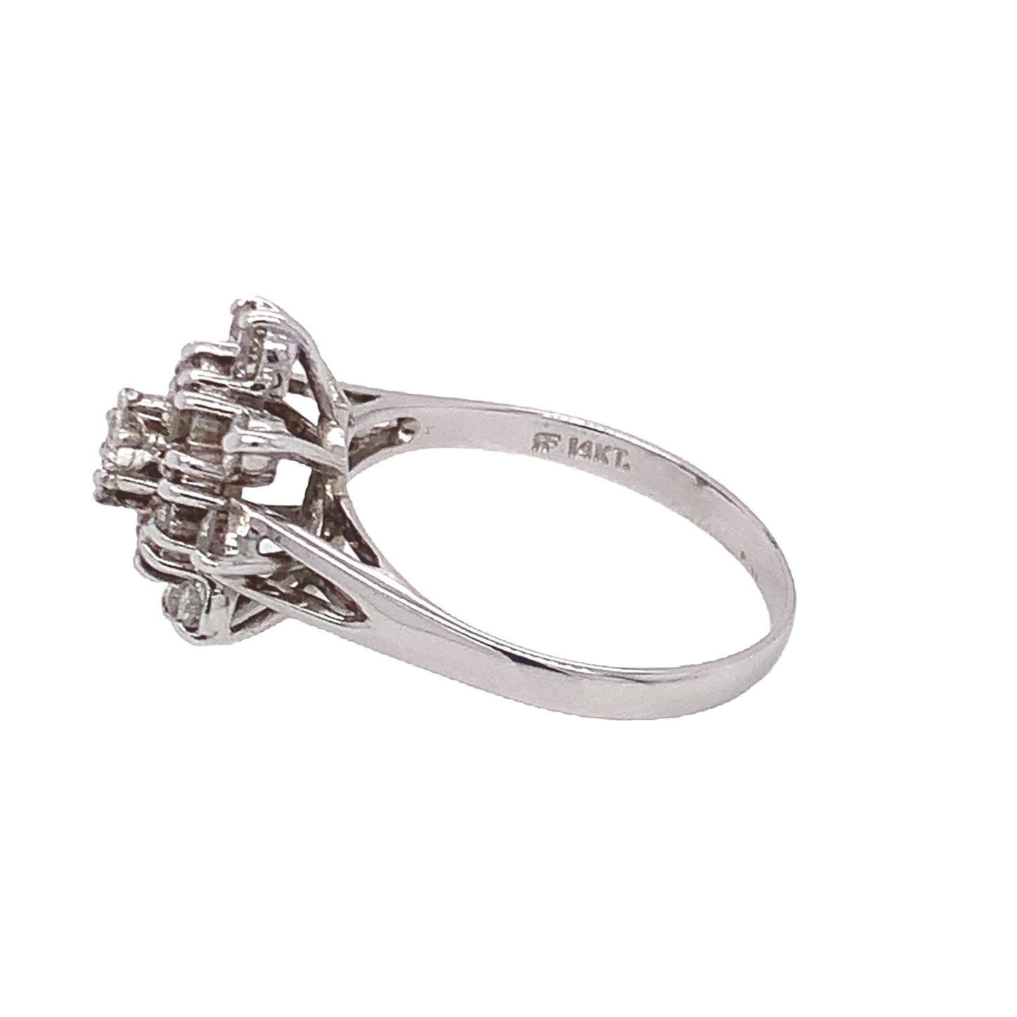 14KT White Gold Cluster Diamond Ring