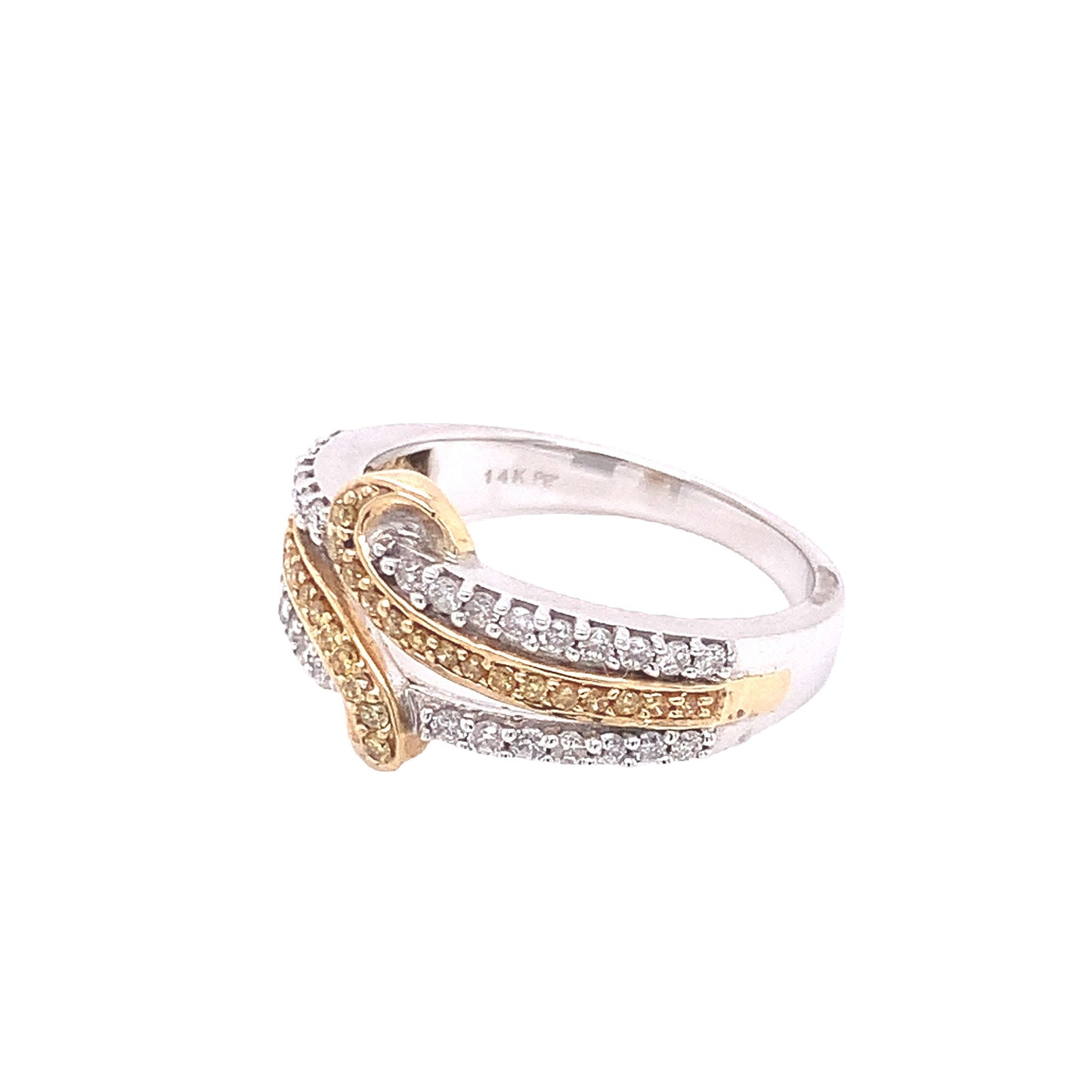 14KT Solid Gold Two Tone Ring with Diamonds