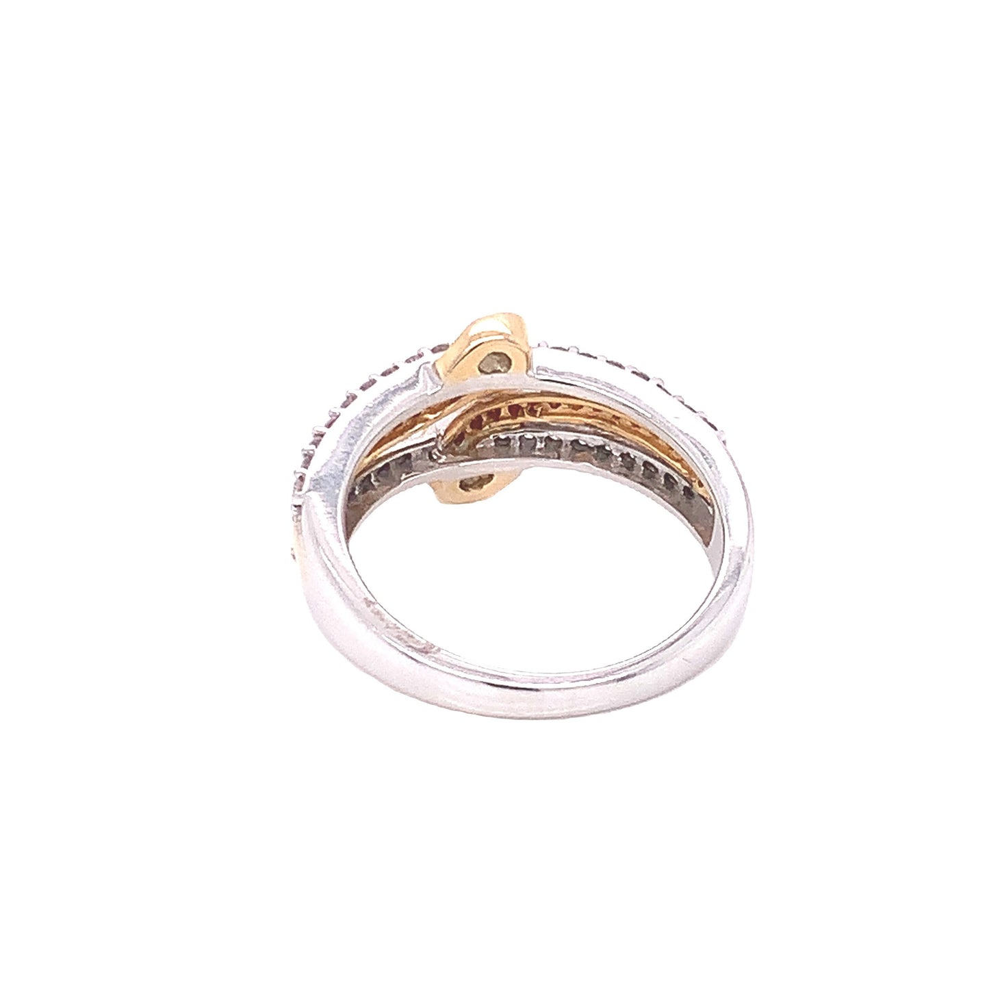 14KT Solid Gold Two Tone Ring with Diamonds