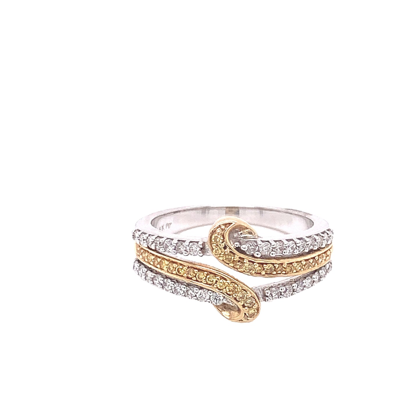 14KT Solid Gold Two Tone Ring with Diamonds