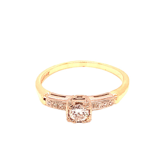 14KT Yellow Gold Antique Diamond Engagement Ring