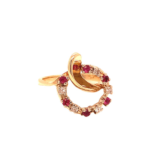 14KT Yellow Gold Ruby and Diamond Ring