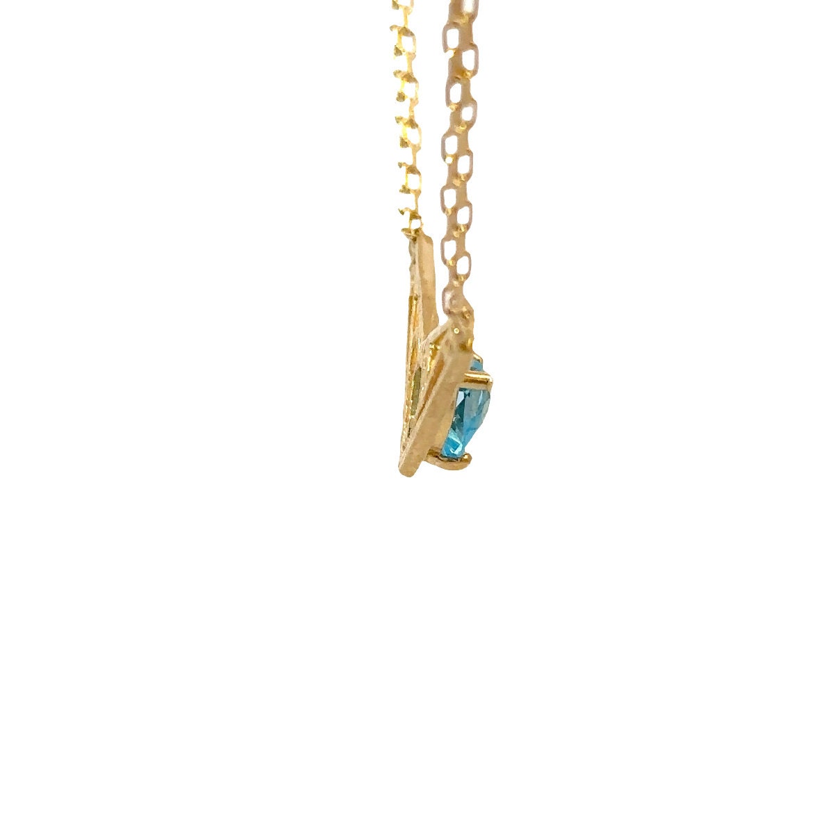 14kt yellow gold blue topaz heart necklace vintage