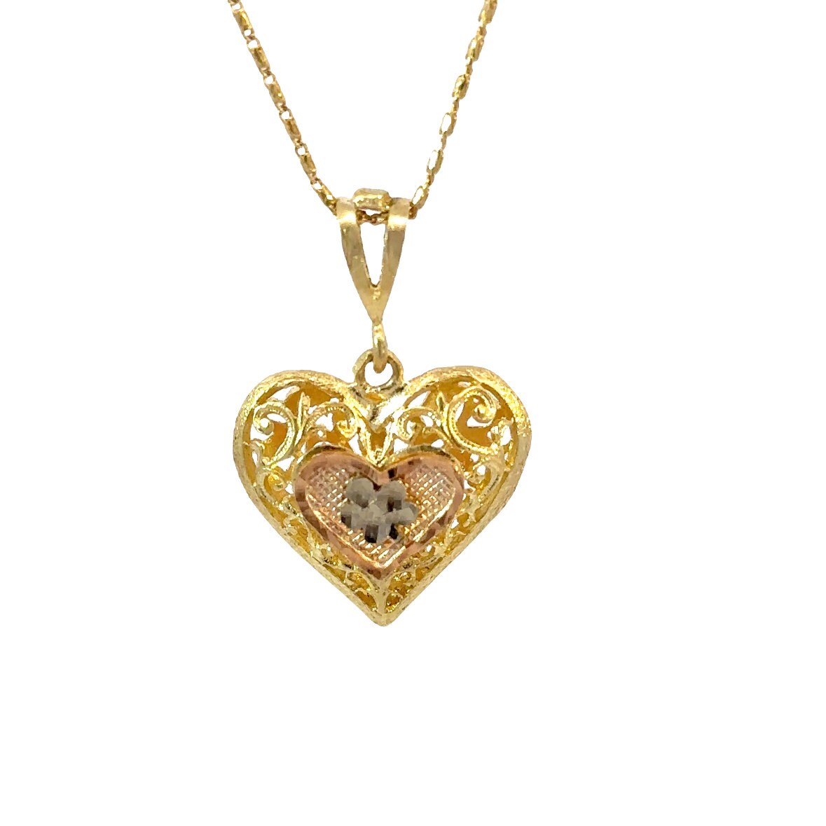 heart  pendant  14kt  tri -color  gold not plated