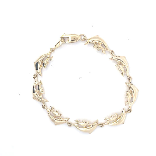 14kt yellow gold dolphin bracelet vintage