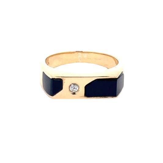 14kt yellow gold vintage onyx men's ring