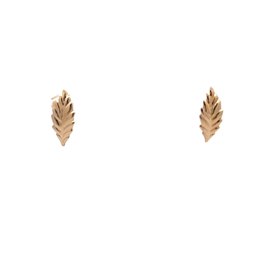 14kt Yellow Gold Vintage Pierced Leaf Earrings