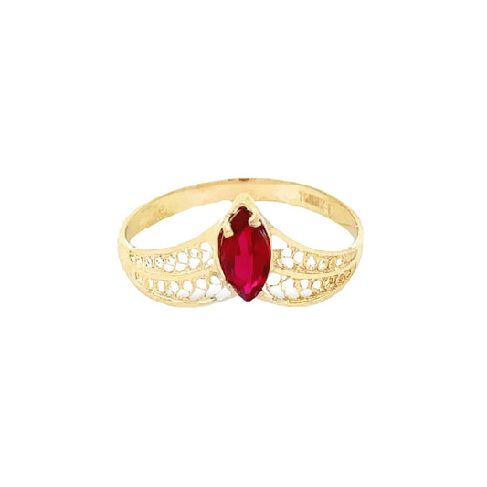 14kt yellow solid gold garnet ring vintage