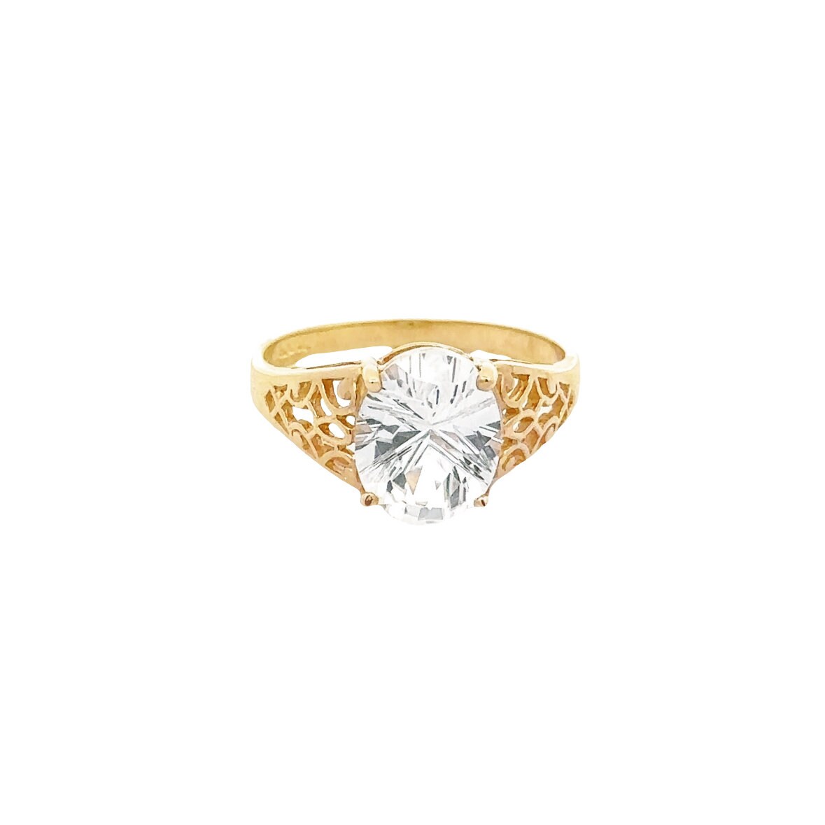 10kt yellow gold oval topaz vintage ring